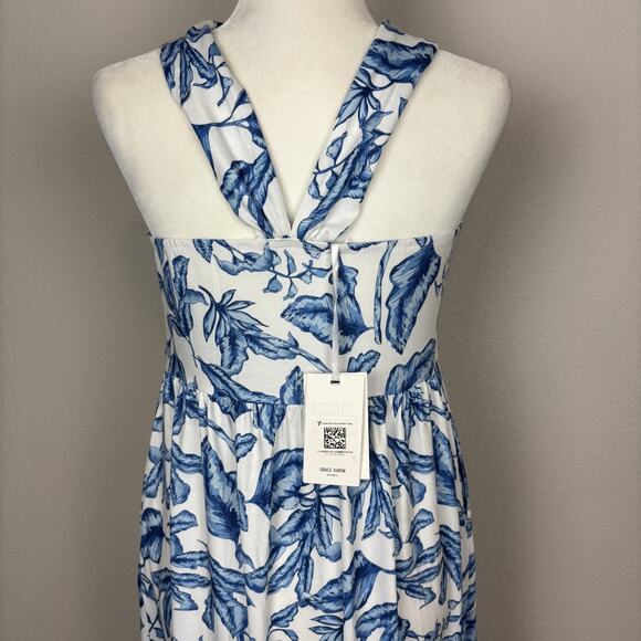 GRACE KARIN Dress Medium Floral Halter Resort Cruise Summer Pockets Sleeveless - Picture 8 of 11